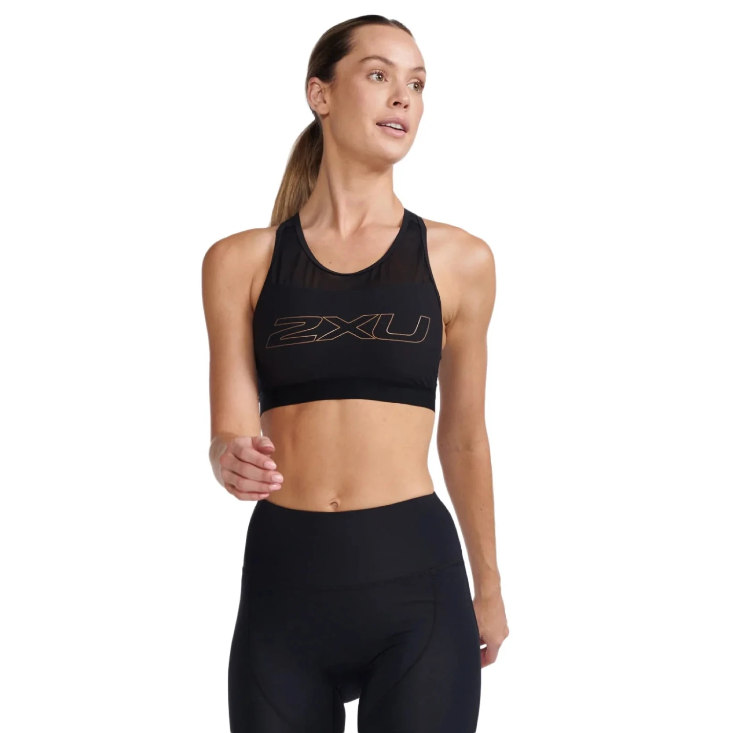 2XU Aero Tri Crop Top Dames - Black/white 4 2XU Aero Tri Crop Top Dames - Black/white - Afbeelding 4