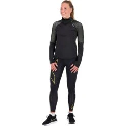 2XU Light Speed Mid-Rise Compression Dames-Tights - Black/gold Reflective - Standard -Sportwinkel 2xu light speed mid rise compression tights black reflective gold 2 1218924