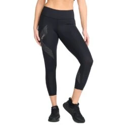 2XU Mid-Rise 7/8 Compression Dames Legging - Black/dotted Silver Reflective