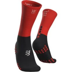 Compressport Mid Compressiesokken - Zwart/rood