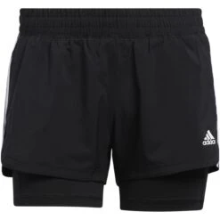 Adidas Pacer 3-Streifen Woven 2-in-1 Shorts Dames - Black/white GL7686