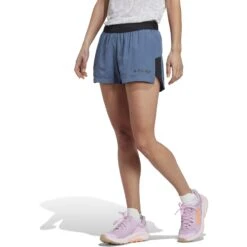 Adidas TERREX Trailrunning 3" Short Dames - Wonder Steel/black HS9554 -Sportwinkel adidas womens terrex trailrunning shorts 3 wonder steel black hs9554 2 1416942