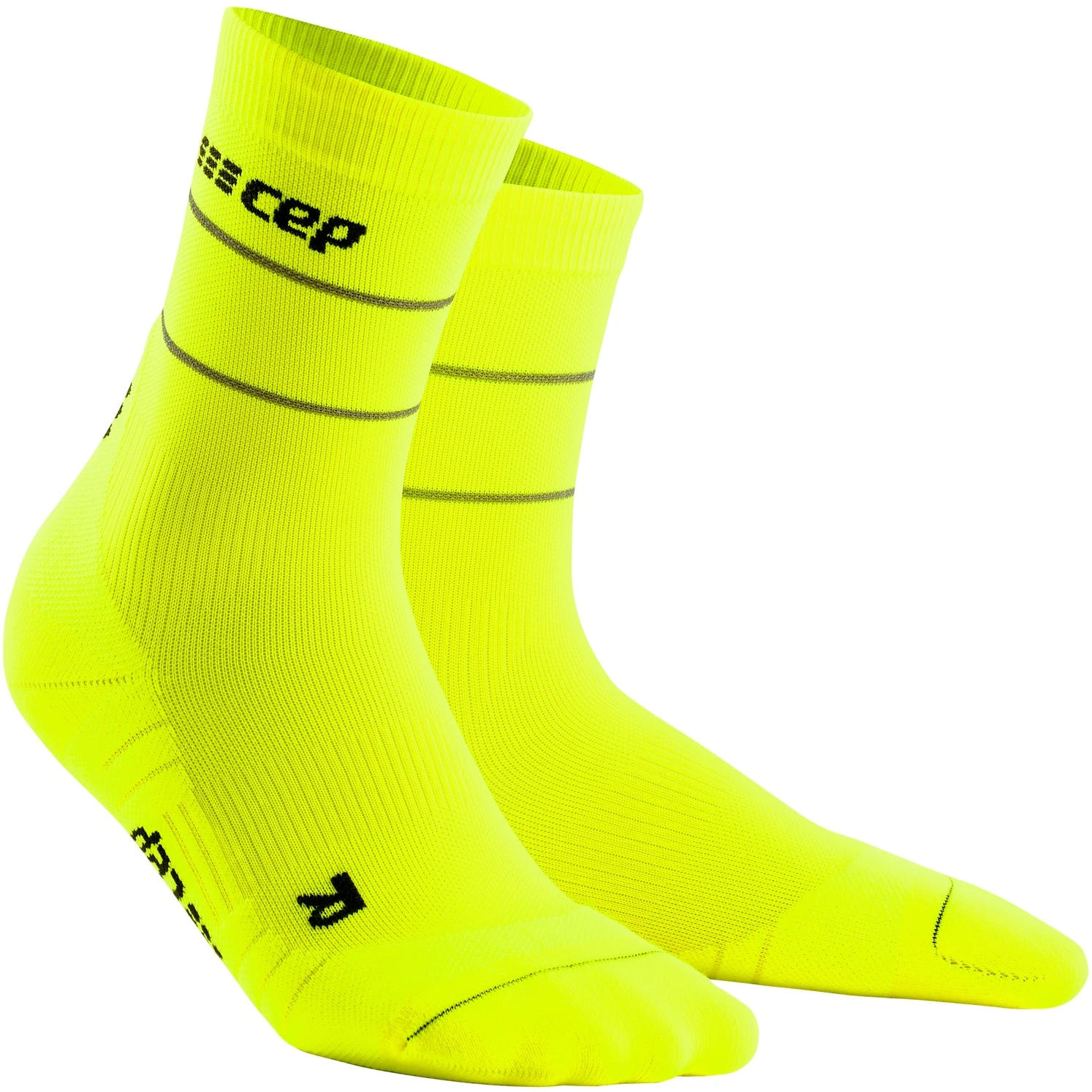 CEP Reflective Mid Cut Compressiesokken - Neon Yellow 1 CEP Reflective Mid Cut Compressiesokken - Neon Yellow