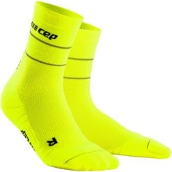 CEP Reflective Mid Cut Compressiesokken Dames - Neon Yellow