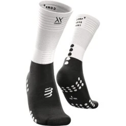 Compressport Mid Compressiesokken - Wit/zwart