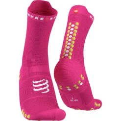 Compressport Pro Racing Compressiesokken V4.0 Run High - Fluo Pink/primerose