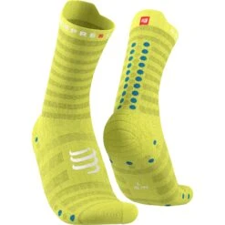 Compressport Pro Racing Compressiesokken V4.0 Ultralight Run High - Primerose/fjord Blue