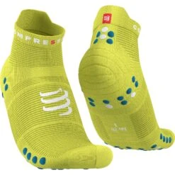 Compressport Pro Racing Compressiesokken V4.0 Run Low - Primerose/fjord Blue