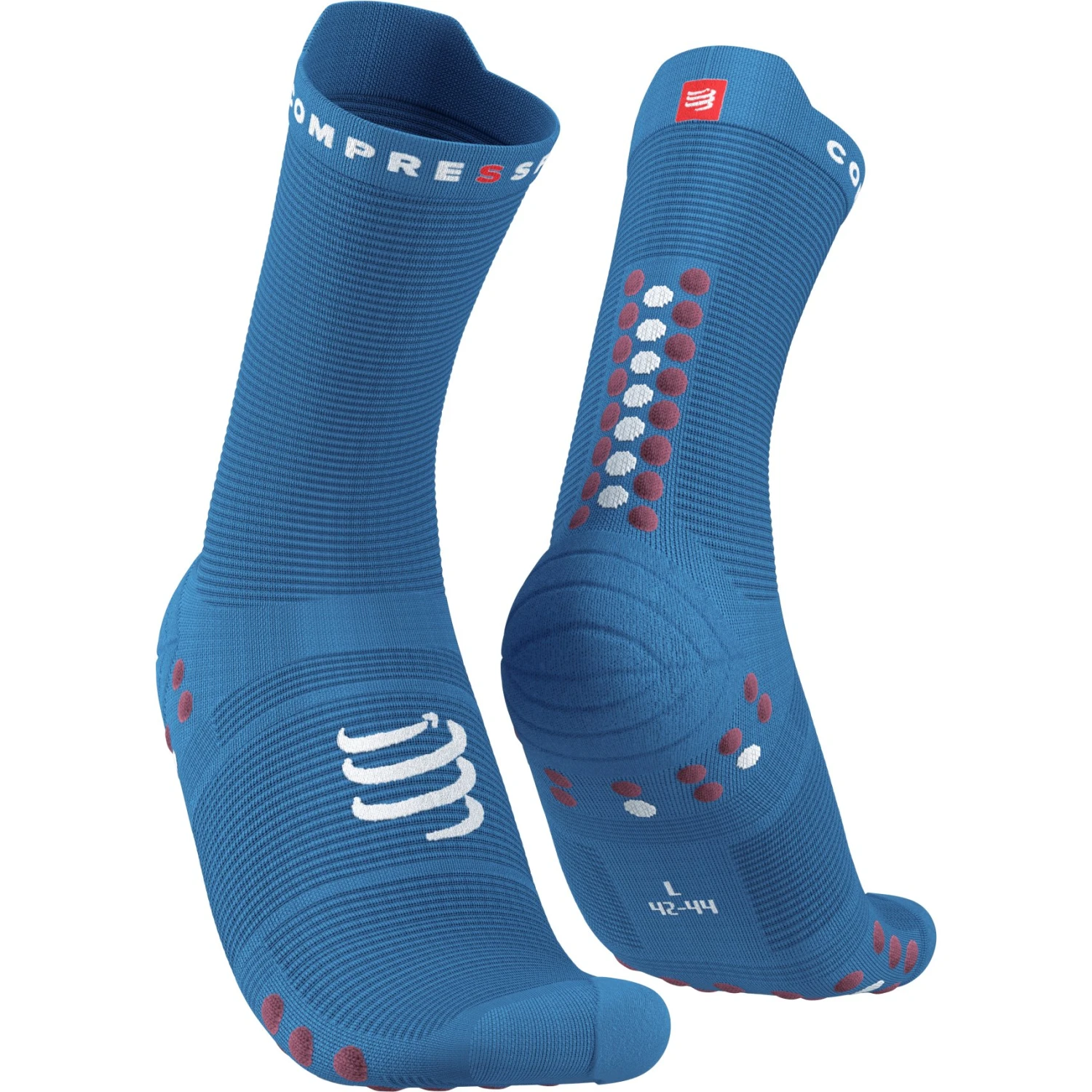 Compressport Pro Racing Compressiesokken V4.0 Run High - Pacific Blue/deco Rose 1 Compressport Pro Racing Compressiesokken V4.0 Run High - Pacific Blue/deco Rose