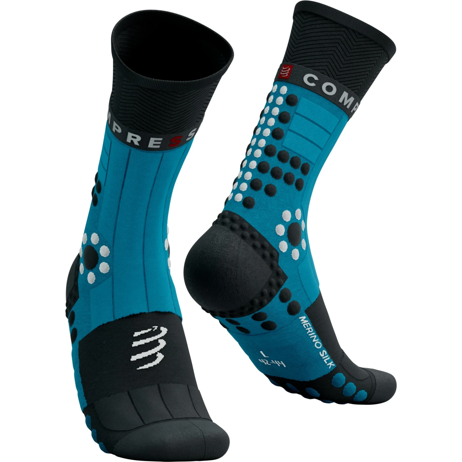 Compressport Pro Racing Compressiesokken Winter Trail - Mosaic Blue/black 1 Compressport Pro Racing Compressiesokken Winter Trail - Mosaic Blue/black