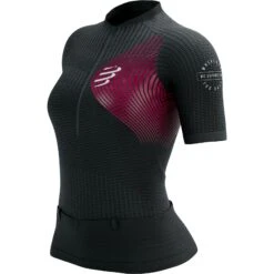 Compressport Trail Postural Dames Shirt Met Korte Mouwen - Black/persian Red -Sportwinkel compressport trail postural short sleeve top women black persian red 2 1436056