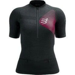 Compressport Trail Postural Dames Shirt Met Korte Mouwen - Black/persian Red