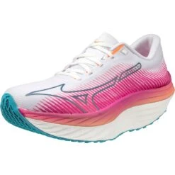 Mizuno Wave Rebellion Pro Hardloopschoenen Dames - White / Silver / Magnificent Magenta -Sportwinkel mizuno wave rebellion pro womens running shoes white silver magnificent magenta 5 1399223
