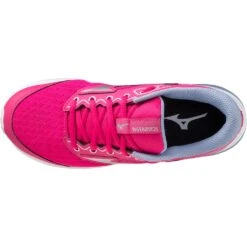 Mizuno Wave Rider 25 Hardloopschoenen Kinderen - Pink Peacock / Silver / Lavendar Lustre -Sportwinkel mizuno wave rider 25 junior running shoes pink peacock silver lavendar lustre 4 1115725