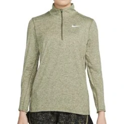 Nike T-Shirt Met Lange Mouwen En 1/2 Ritssluiting Dames - Medium Olive/olive Aura/reflective Silver CU3220-222