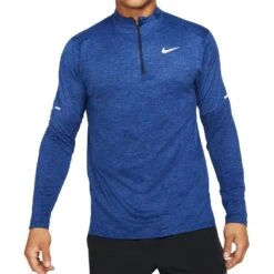 Nike Dri-Fit 1/4-Zip T-Shirt Met Lange Mouwen Heren - Obsidian/game Royal/reflective Silver DD4756-451