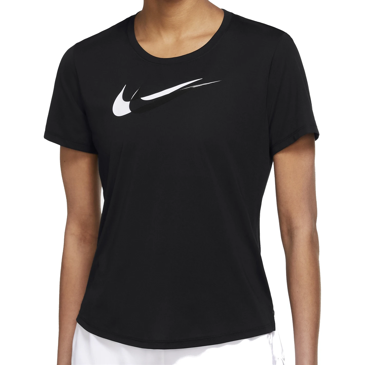 Nike Dri-FIT Swoosh Run Hardloopshirt Dames - Black/white DD6478-010 1 Nike Dri-FIT Swoosh Run Hardloopshirt Dames - Black/white DD6478-010