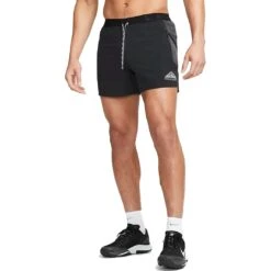 Nike Dri-FIT Trail Running Korte Broek 5" Heren - Black/dark Smoke Grey/white DV9311-010 -Sportwinkel nike mens 5 trail running shorts black dark smoke grey white dv9311 010 4 1424210