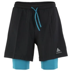 Odlo X-Alp 6 Inch Trailrunningshort 2-in-1 Heren - Black - Saxony Blue