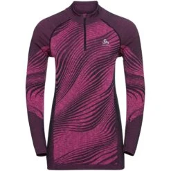 Odlo Blackcomb Eco Dames Basislaag Met Halve Rits - Festival Fuchsia - Space Dye