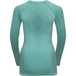 Odlo Performance Warm Hemd Met Lange Mouwen Dames - Blue Wing Teal - Polynya -Sportwinkel odlo womens performance warm eco long sleeve baselayer blue wing teal polynya 2 1276878