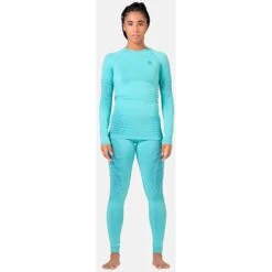Odlo Performance Warm Hemd Met Lange Mouwen Dames - Blue Wing Teal - Polynya -Sportwinkel odlo womens performance warm eco long sleeve baselayer blue wing teal polynya 3 1328148
