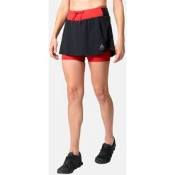 Odlo X-Alp Trail Running Rok Dames - Black - American Beauty -Sportwinkel odlo womens x alp trail running skirt black american beauty 1 1407055