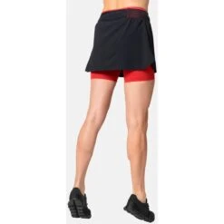 Odlo X-Alp Trail Running Rok Dames - Black - American Beauty -Sportwinkel odlo womens x alp trail running skirt black american beauty 2 1407056