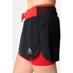 Odlo X-Alp Trail Running Rok Dames - Black - American Beauty -Sportwinkel odlo womens x alp trail running skirt black american beauty 3 1407057