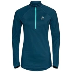 Odlo Zeroweight Half-Zip Shirt Met Lange Mouwen Dames - Blue Wing Teal - Polynya