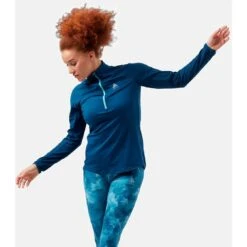 Odlo Zeroweight Half-Zip Shirt Met Lange Mouwen Dames - Blue Wing Teal - Polynya -Sportwinkel odlo womens zeroweight mid layer running half zip shirt blue wing teal polynya 2 1328541