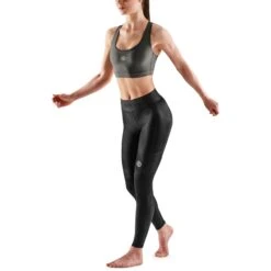 SKINS 3-Series Dames Pocket Long Tights - Zwart -Sportwinkel skins 3 series women pkt long tight 4 1494912