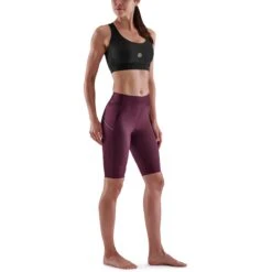 SKINS Compression 3-Series Fitness Half Tights Dames - Burgundy -Sportwinkel skins compression 3 series women half tights burgundy 6 941761