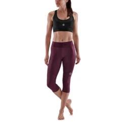 SKINS Compression 3-Series Thermal 3/4 Tights Women - Burgundy -Sportwinkel skins compression 3 series women thermal 3 4 tights burgundy 2 892945
