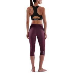 SKINS Compression 3-Series Thermal 3/4 Tights Women - Burgundy -Sportwinkel skins compression 3 series women thermal 3 4 tights burgundy 5 892948