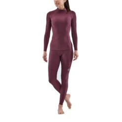 SKINS Compression 3-Series Thermoshirt Dames - Burgundy -Sportwinkel skins compression 3 series women thermal long sleeve top burgundy 2 892896