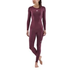 SKINS Compression 3-Series Shirt Met Lange Mouwen Dames - Burgundy -Sportwinkel skins compression 3 series women top long sleeve burgundy 2 893560