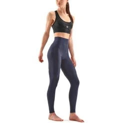 SKINS 3-Series Dames Soft Long Tights - Navy Blue -Sportwinkel skins compression women 3 series soft long tights navy blue 4 1131509