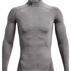 Under Armour ColdGear® Compression Mock Heren - Charcoal Light Heather / Zwart -Sportwinkel under armour mens coldgear compression mock shirt charcoal light heather 3 1472600