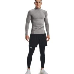 Under Armour ColdGear® Compression Mock Heren - Charcoal Light Heather / Zwart -Sportwinkel under armour mens coldgear compression mock shirt charcoal light heather 5 1472602