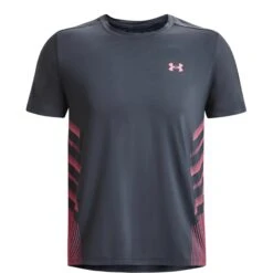 Under Armour UA Iso-Chill Laser Heat T-Shirt Heren - Downpour Gray/Pink Shock/Reflective -Sportwinkel under armour mens ua iso chill laser heat short sleeve downpour gray pink shock reflective 1 1456293