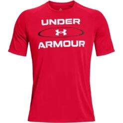 Under Armour UA Tech™ 2.0 Wordmark Graphic T-Shirt Heren - Radio Red/Black -Sportwinkel under armour mens ua tech 2 wordmark graphic short sleeve radio red black 1 1294254