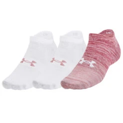 Under Armour UA Essential No Show Sokken – 3 Paar - Pink Elixir/Wit/Wit