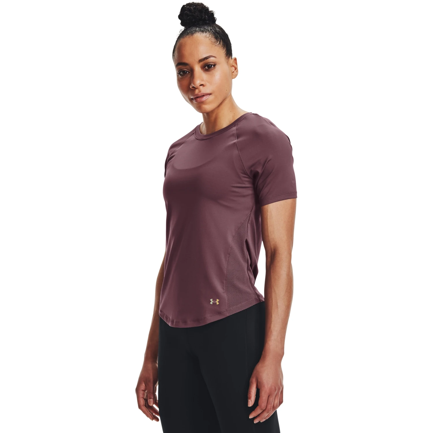 Under Armour UA Rush™ Mesh T-Shirt Dames - Ash Plum/Metallic Silver 1 Under Armour UA Rush™ Mesh T-Shirt Dames - Ash Plum/Metallic Silver