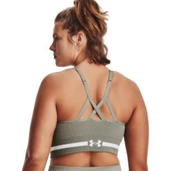 Under Armour UA Seamless Low Long Sport-BH Dames - Grove Green/Wit -Sportwinkel under armour womens ua seamless low long sports bra grove green white 10 1527577