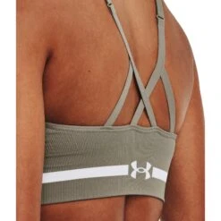Under Armour UA Seamless Low Long Sport-BH Dames - Grove Green/Wit -Sportwinkel under armour womens ua seamless low long sports bra grove green white 12 1527579