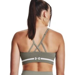 Under Armour UA Seamless Low Long Sport-BH Dames - Grove Green/Wit -Sportwinkel under armour womens ua seamless low long sports bra grove green white 8 1527575