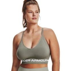 Under Armour UA Seamless Low Long Sport-BH Dames - Grove Green/Wit -Sportwinkel under armour womens ua seamless low long sports bra grove green white 9 1527576