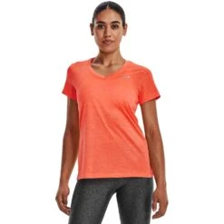 Under Armour UA Tech™ Twist Shirt Met V-Hals Dames - After Burn/White/Metallic Silver